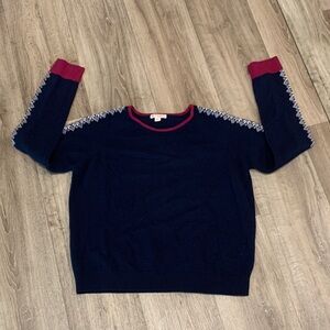 Brooks Brothers Navy and Burgundy Crew Neck Sweater